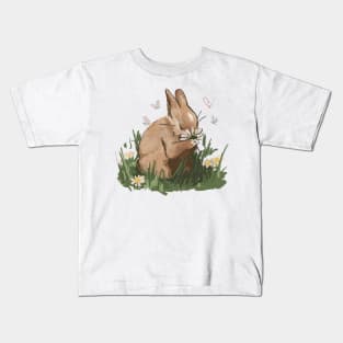 Rabbit and flowers Kids T-Shirt